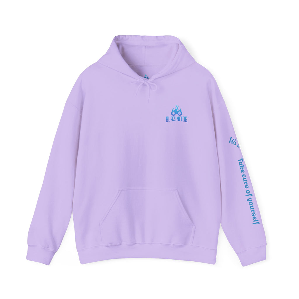 BlazinitOG Logo Hoodie | Blue Gaming Demon Emblem, Sleeve Script