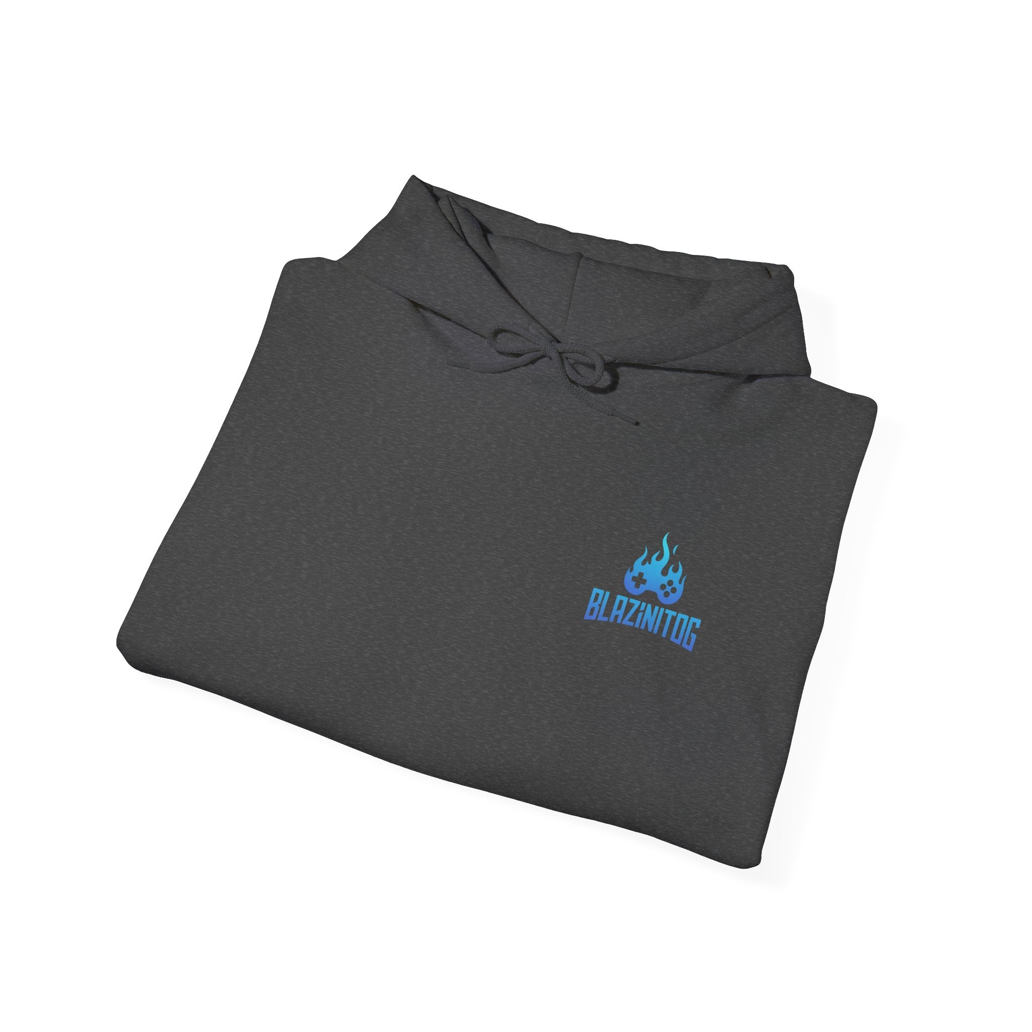 BlazinitOG Logo Hoodie | Blue Gaming Demon Emblem, Sleeve Script