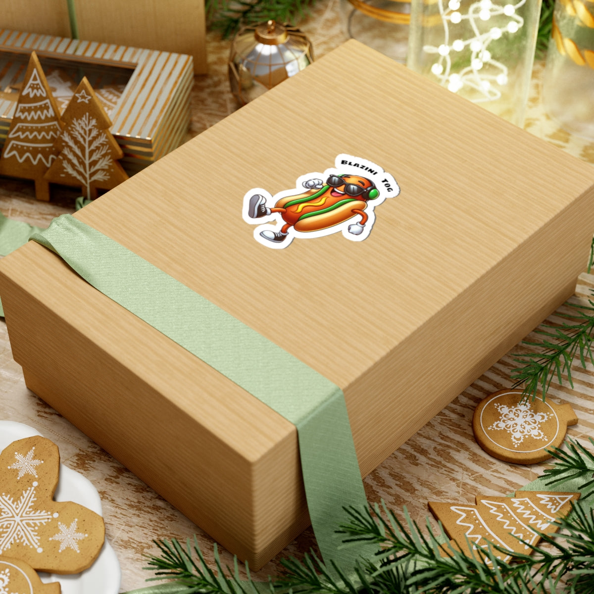Blazini Tog Kiss-Cut Sticker — Cute Retro Music Hotdog Decal for Laptops & Water Bottles