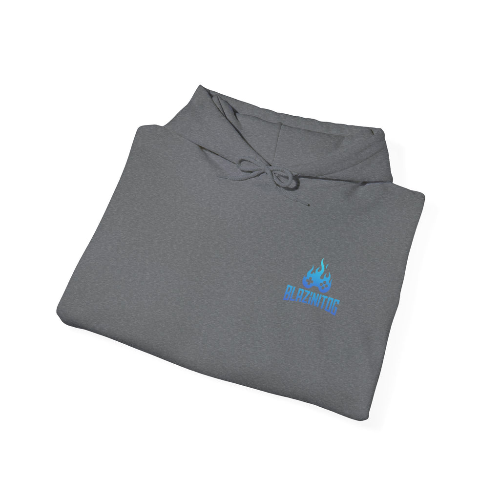 BlazinitOG Logo Hoodie | Blue Gaming Demon Emblem, Sleeve Script