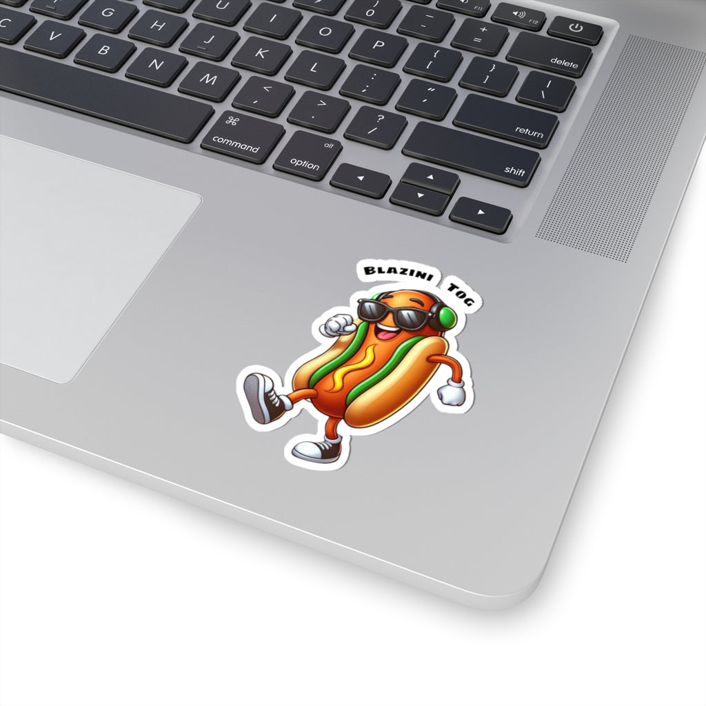 Blazini Tog Kiss-Cut Sticker — Cute Retro Music Hotdog Decal for Laptops & Water Bottles