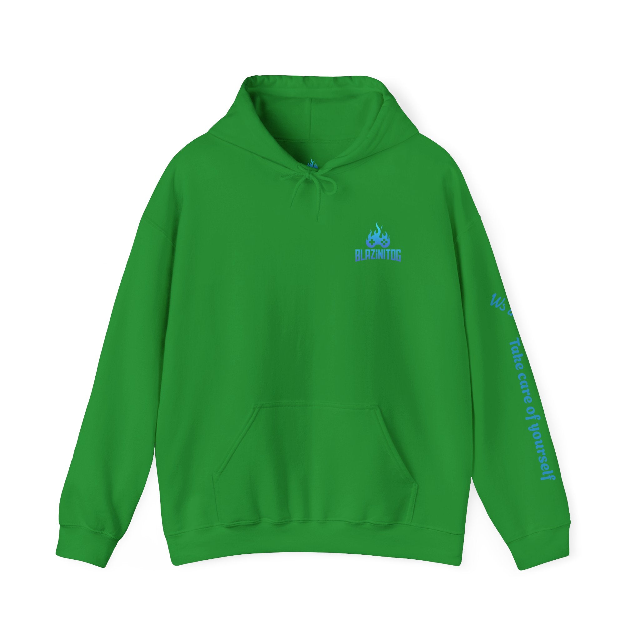 BlazinitOG Logo Hoodie | Blue Gaming Demon Emblem, Sleeve Script