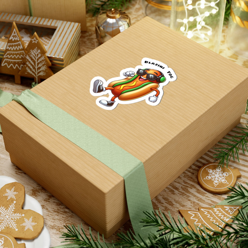 Blazini Tog Kiss-Cut Sticker — Cute Retro Music Hotdog Decal for Laptops & Water Bottles