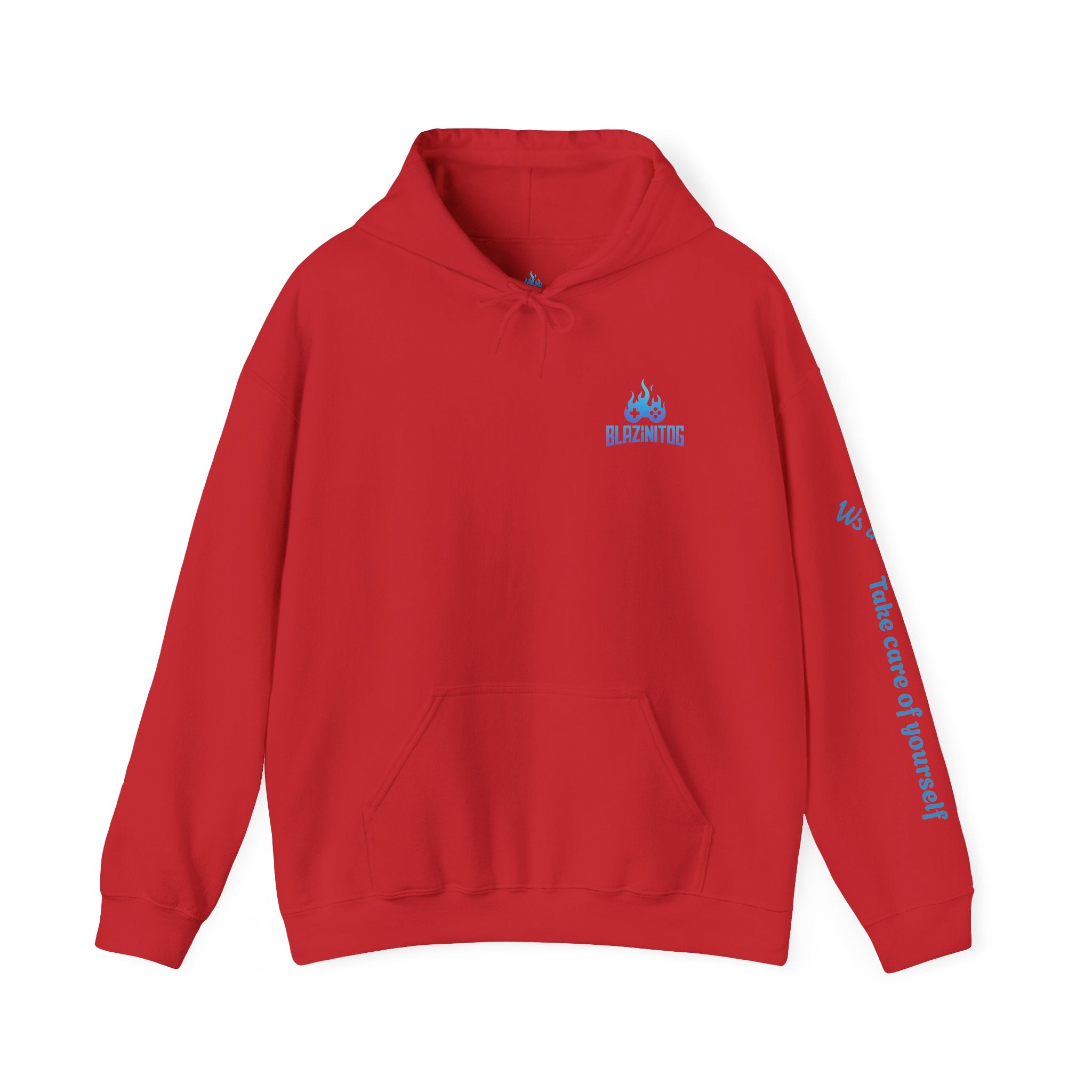 BlazinitOG Logo Hoodie | Blue Gaming Demon Emblem, Sleeve Script