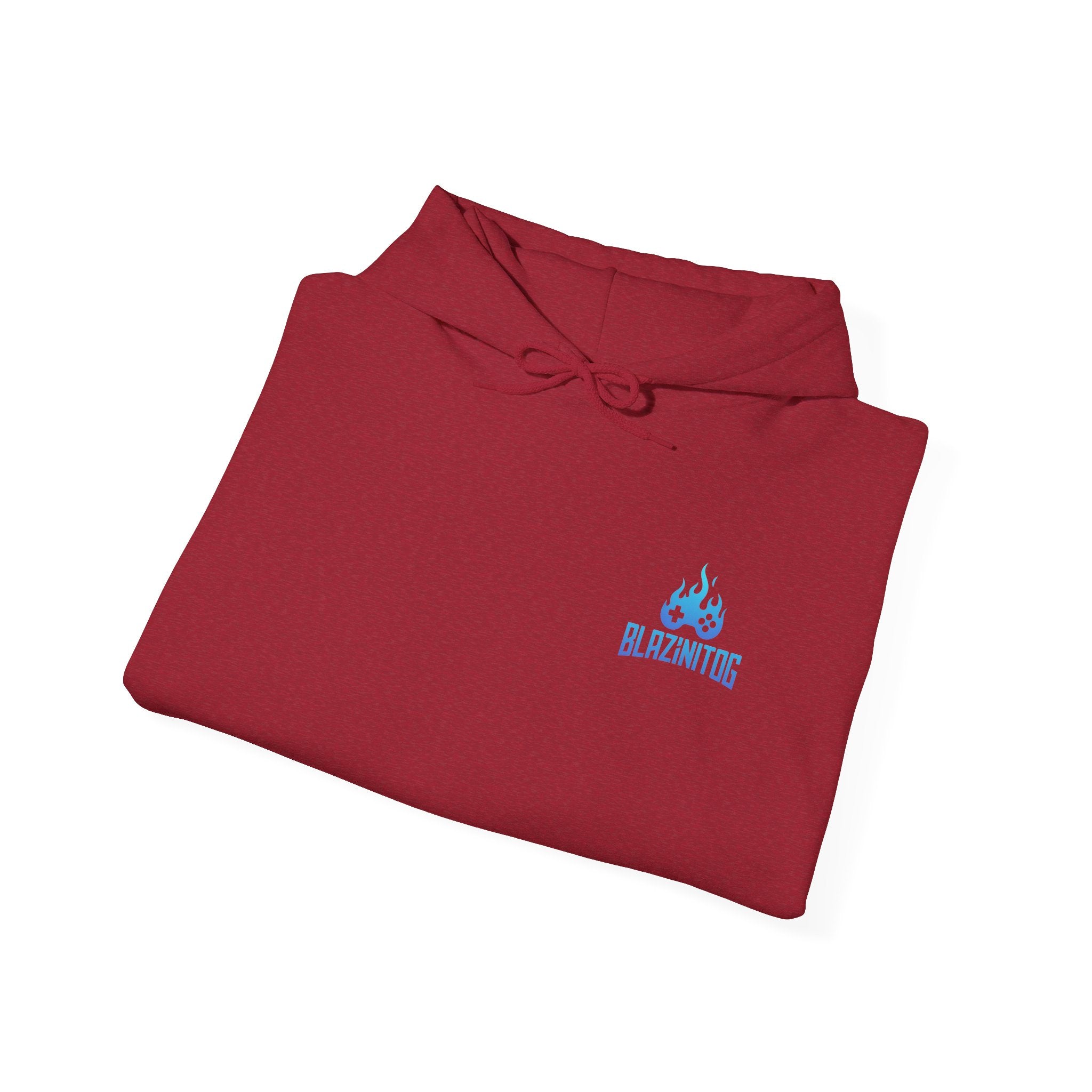 BlazinitOG Logo Hoodie | Blue Gaming Demon Emblem, Sleeve Script