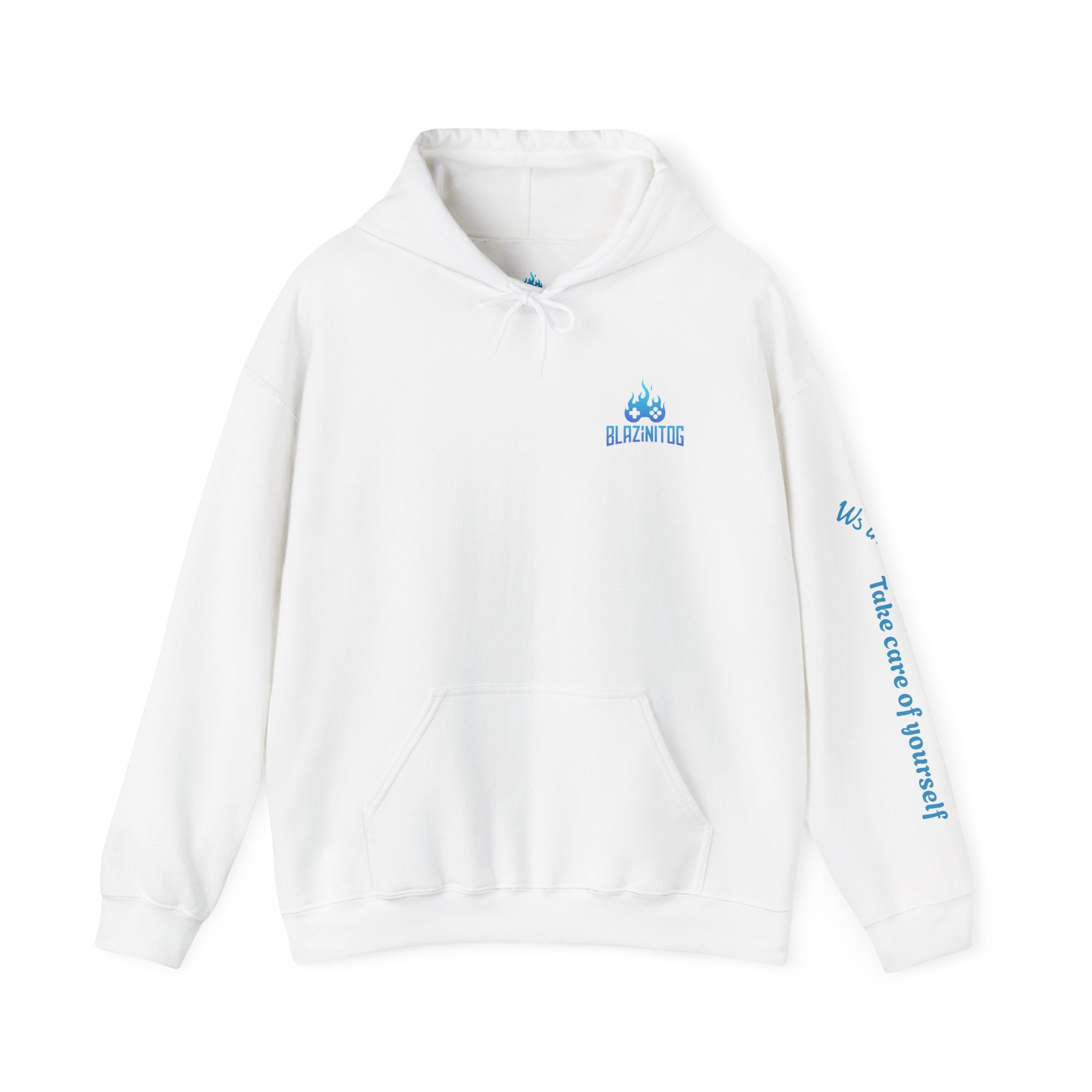 BlazinitOG Logo Hoodie | Blue Gaming Demon Emblem, Sleeve Script