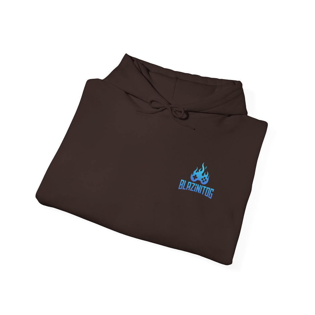 BlazinitOG Logo Hoodie | Blue Gaming Demon Emblem, Sleeve Script