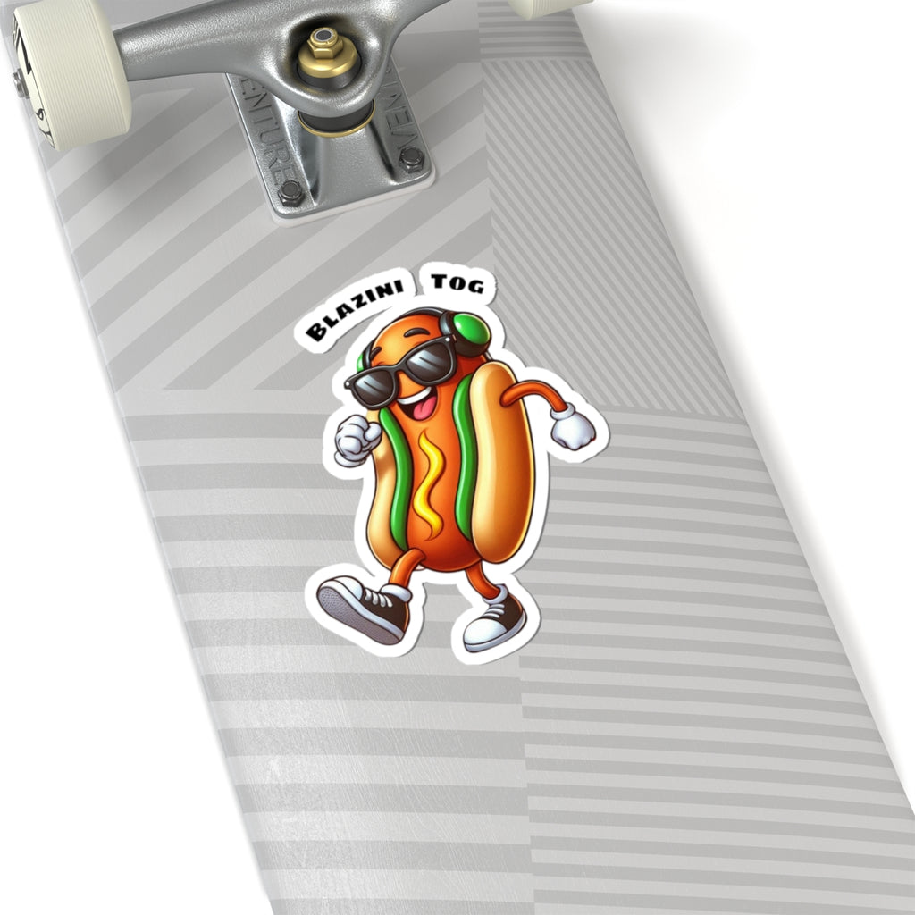 Blazini Tog Kiss-Cut Sticker — Cute Retro Music Hotdog Decal for Laptops & Water Bottles