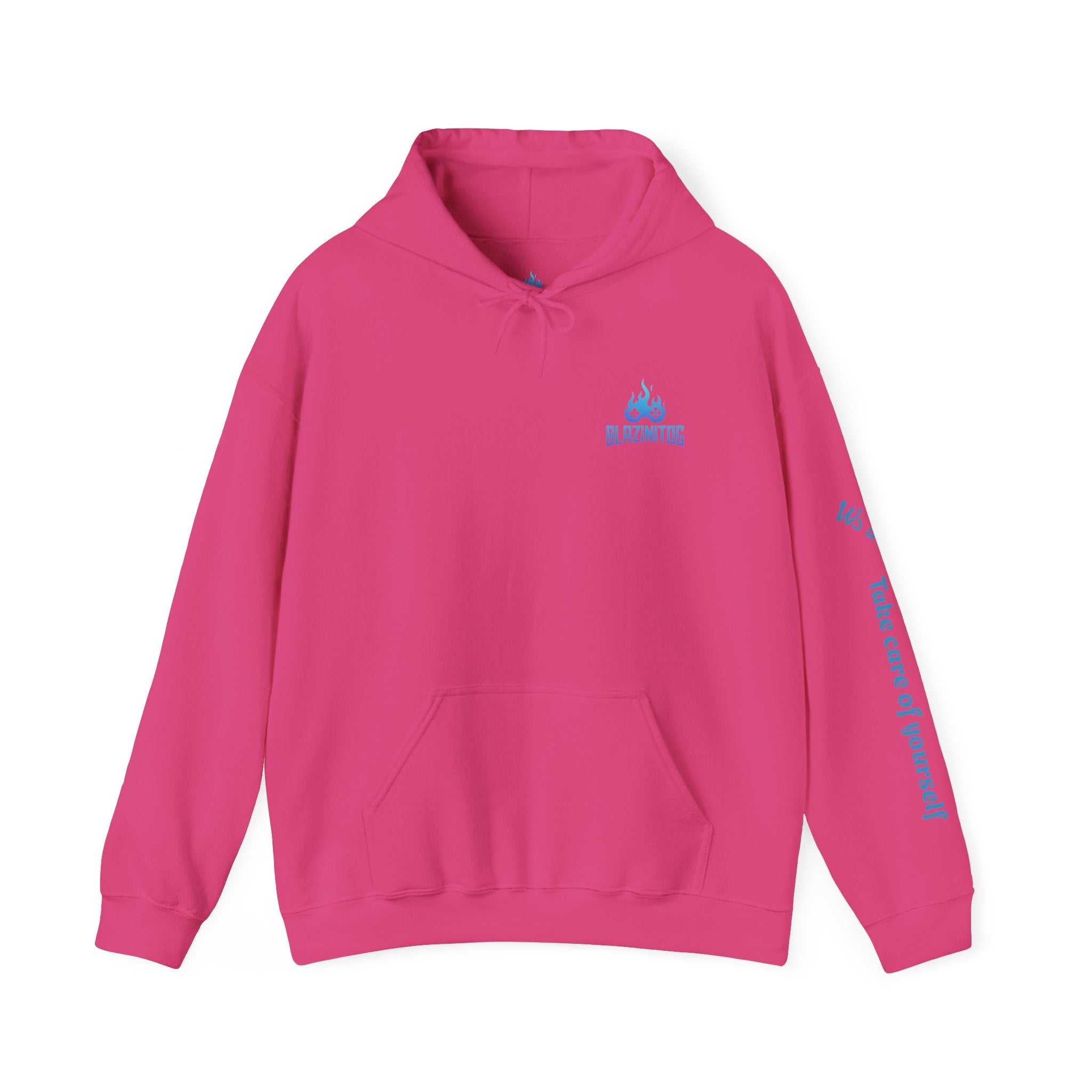BlazinitOG Logo Hoodie | Blue Gaming Demon Emblem, Sleeve Script