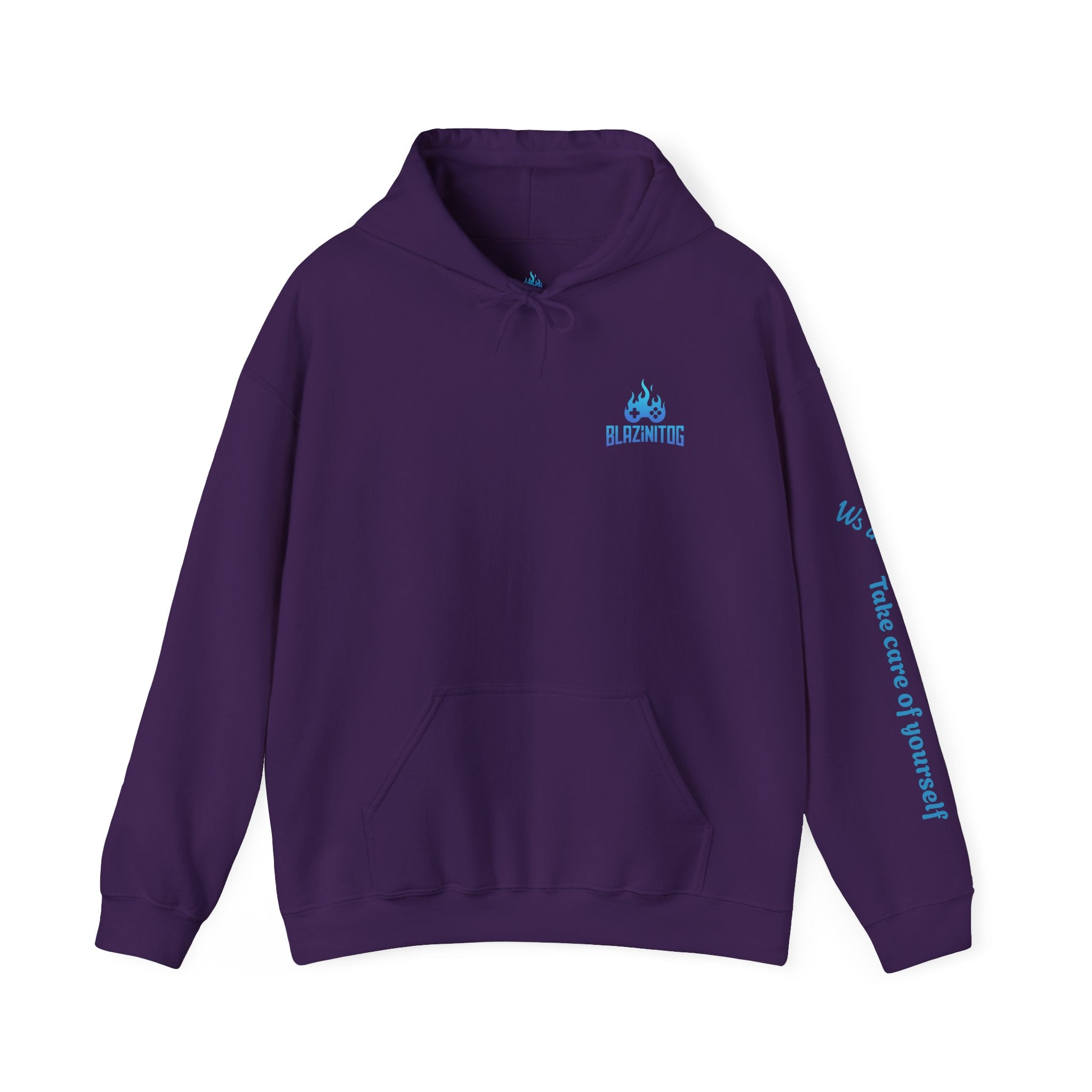 BlazinitOG Logo Hoodie | Blue Gaming Demon Emblem, Sleeve Script