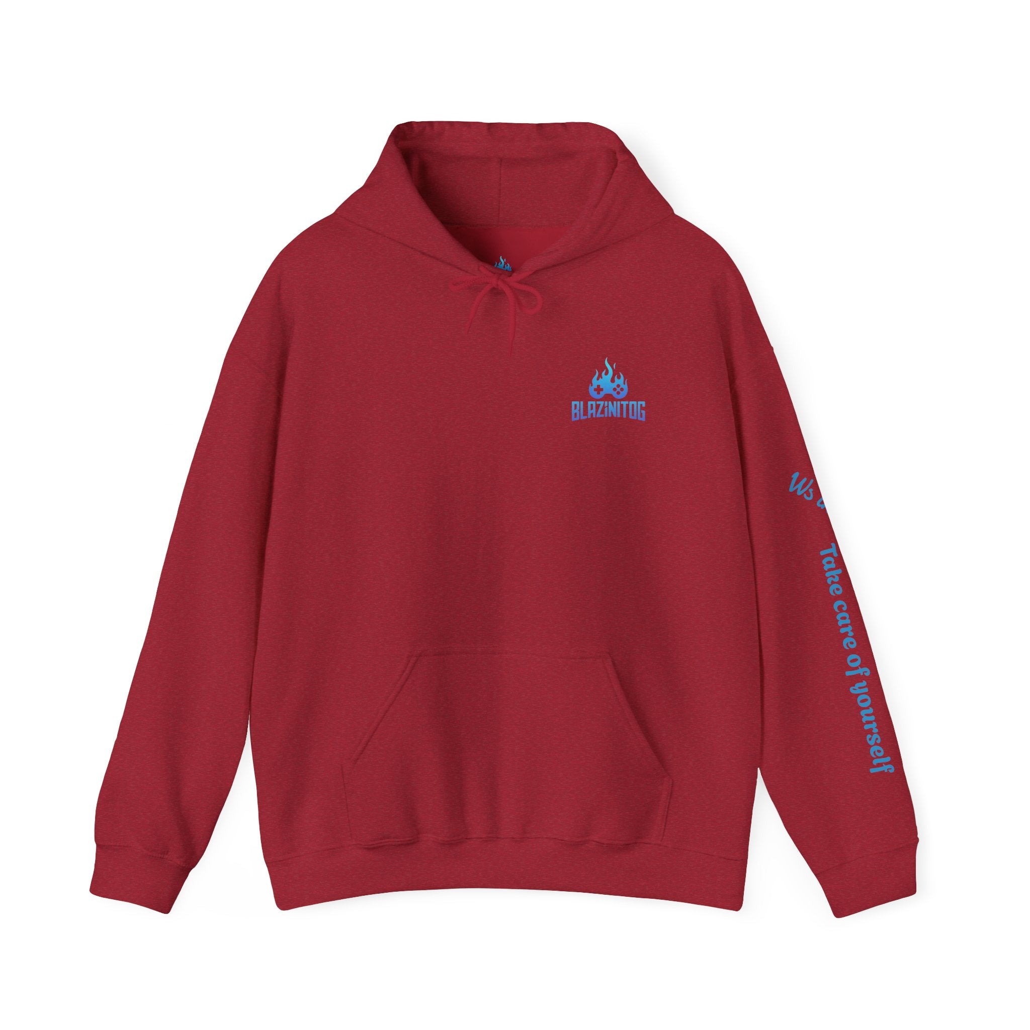BlazinitOG Logo Hoodie | Blue Gaming Demon Emblem, Sleeve Script