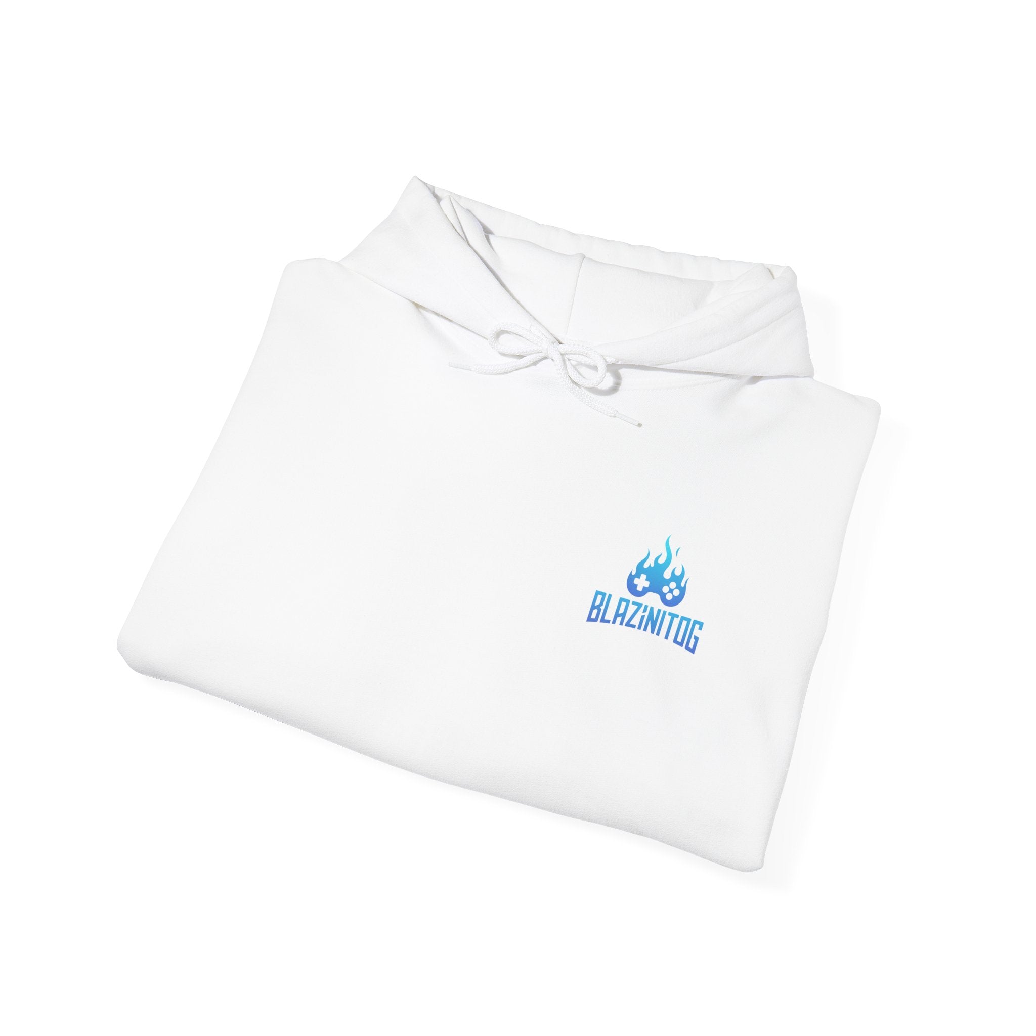 BlazinitOG Logo Hoodie | Blue Gaming Demon Emblem, Sleeve Script