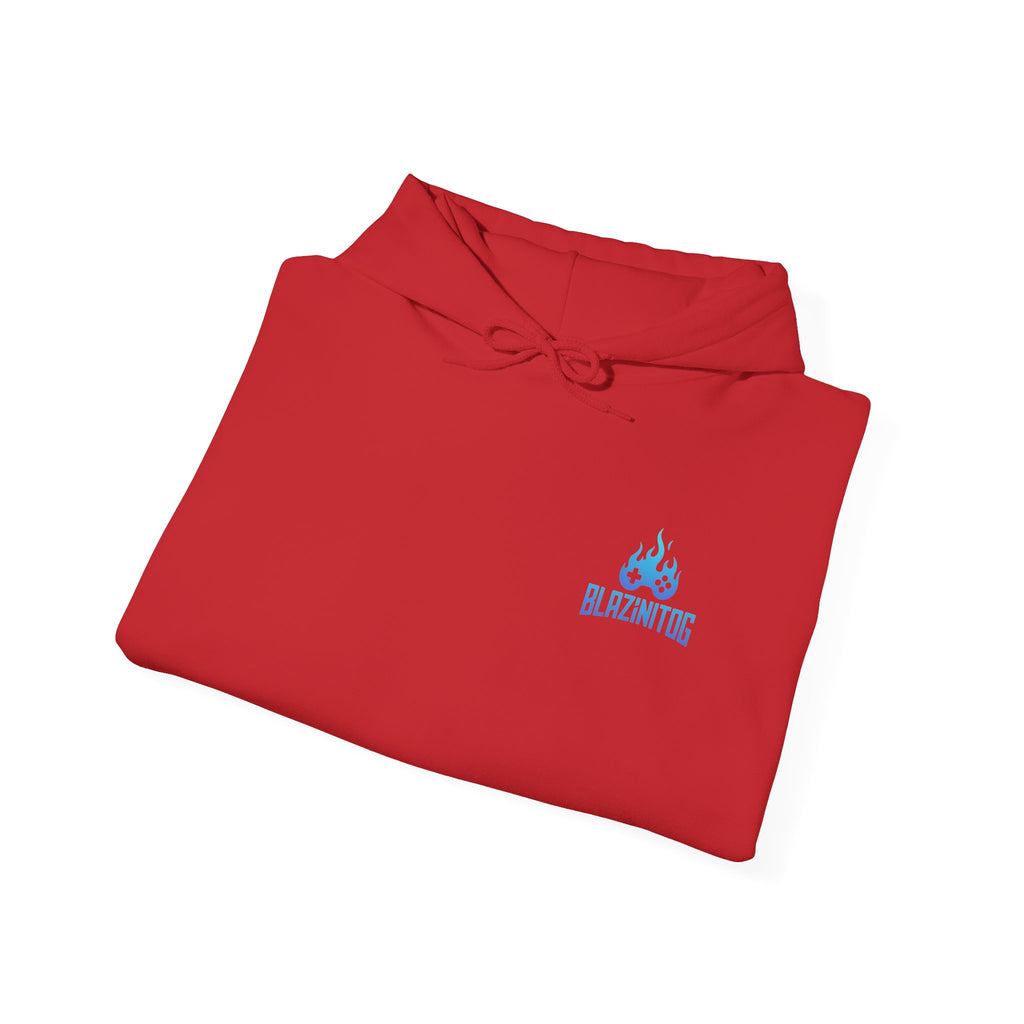BlazinitOG Logo Hoodie | Blue Gaming Demon Emblem, Sleeve Script