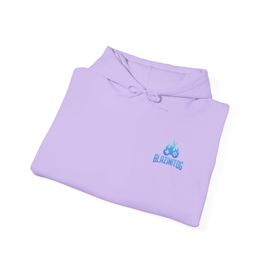 BlazinitOG Logo Hoodie | Blue Gaming Demon Emblem, Sleeve Script