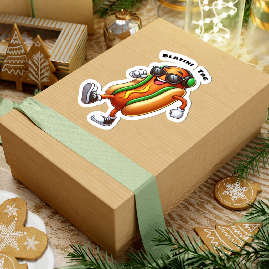 Blazini Tog Kiss-Cut Sticker — Cute Retro Music Hotdog Decal for Laptops & Water Bottles