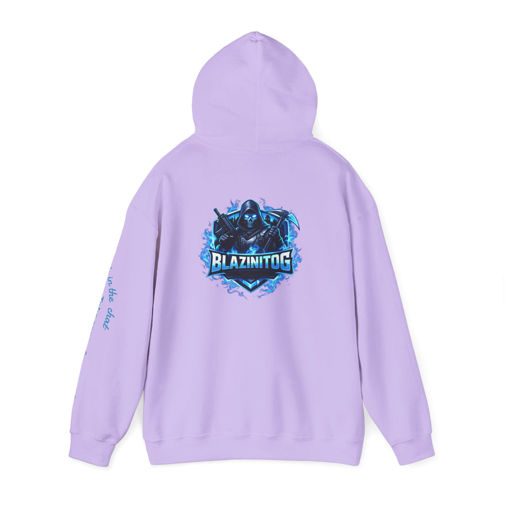 BlazinitOG Logo Hoodie | Blue Gaming Demon Emblem, Sleeve Script
