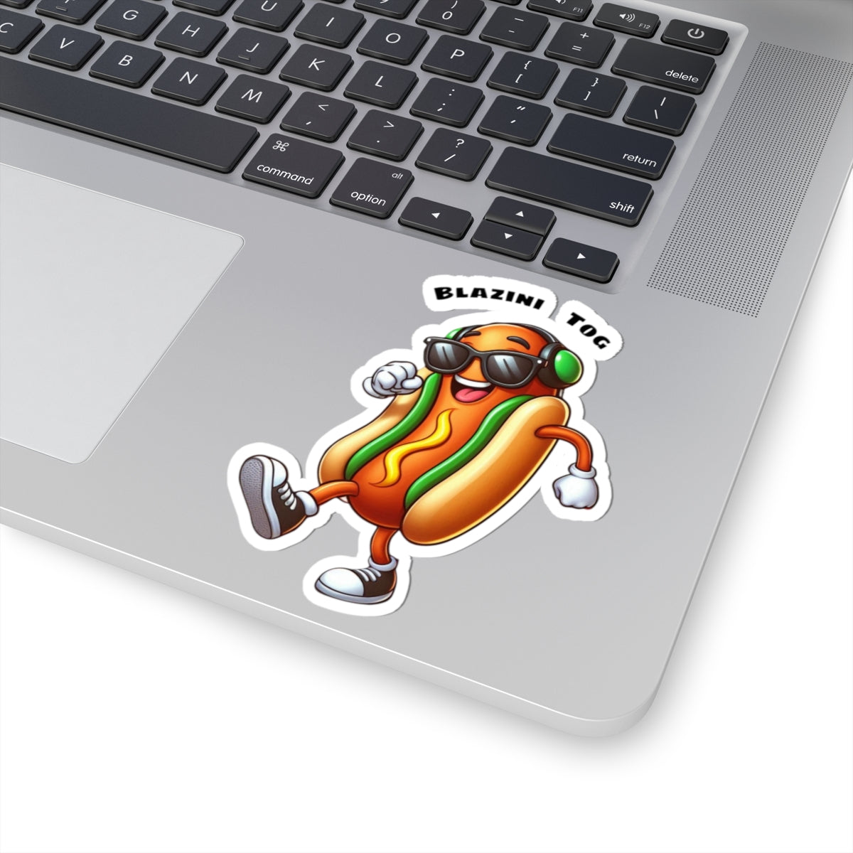 Blazini Tog Kiss-Cut Sticker — Cute Retro Music Hotdog Decal for Laptops & Water Bottles